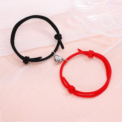 Simple Alloy Love Magnets Attracting Couple Bracelets