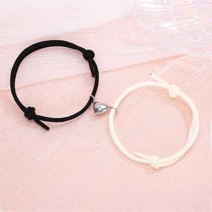 Simple Alloy Love Magnets Attracting Couple Bracelets